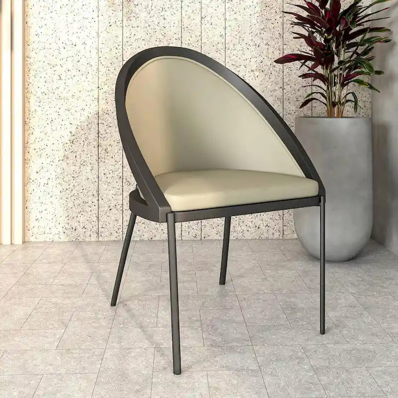 Upholstered Faux Leather Dining Chair with Powder Coated Steel Legs