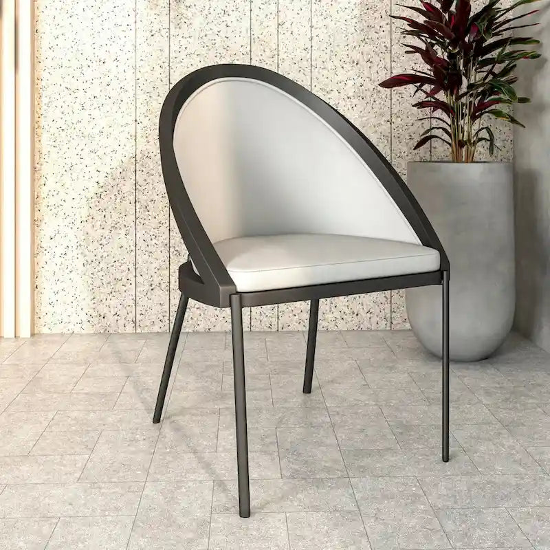 Upholstered Faux Leather Dining Chair with Powder Coated Steel Legs
