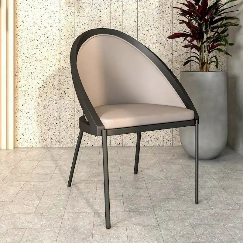 Upholstered Faux Leather Dining Chair with Powder Coated Steel Legs