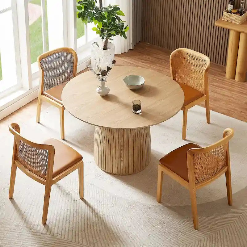 Round Dining Table Kitchen Table Small Space Dining Table MDF for 4-6 People - D 47.24 x H 49.63