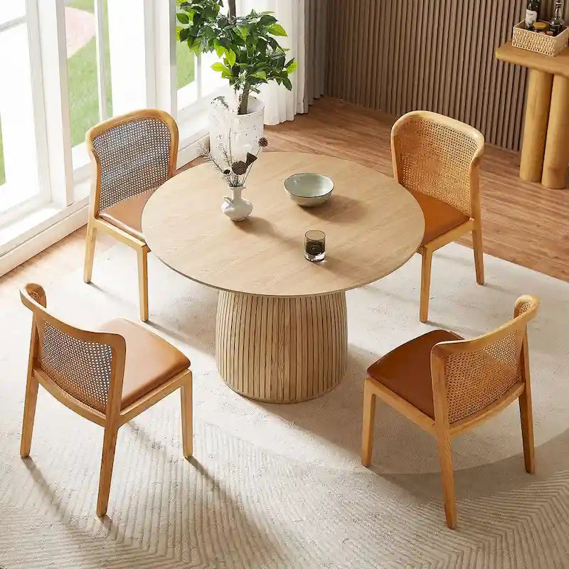 Round Dining Table Kitchen Table Small Space Dining Table MDF for 4-6 People - D 47.24 x H 49.63
