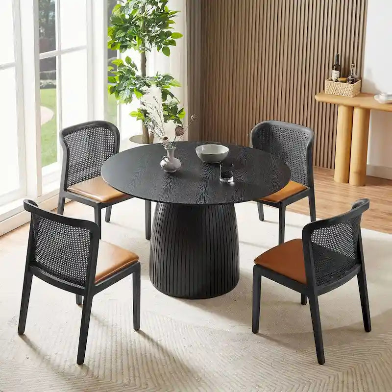 Round Dining Table Kitchen Table Small Space Dining Table MDF for 4-6 People - D 47.24 x H 49.63