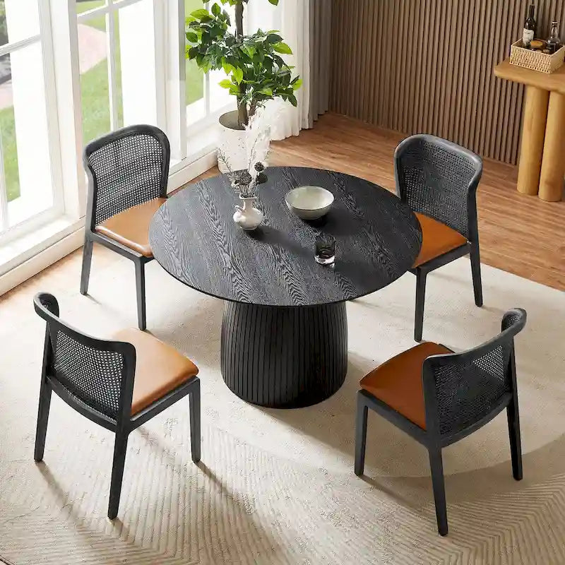 Round Dining Table Kitchen Table Small Space Dining Table MDF for 4-6 People - D 47.24 x H 49.63
