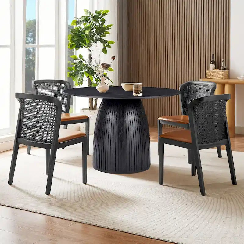 Round Dining Table Kitchen Table Small Space Dining Table MDF for 4-6 People - D 47.24 x H 49.63