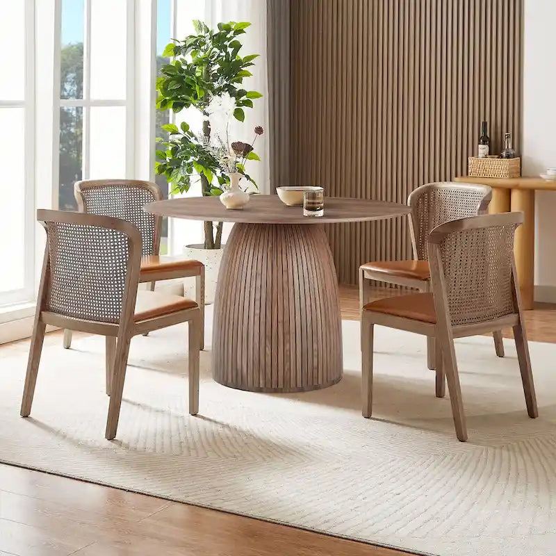 Round Dining Table Kitchen Table Small Space Dining Table MDF for 4-6 People - D 47.24 x H 49.63