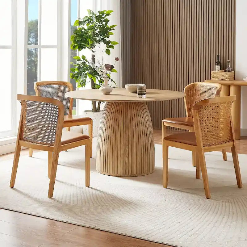 Round Dining Table Kitchen Table Small Space Dining Table MDF for 4-6 People - D 47.24 x H 49.63