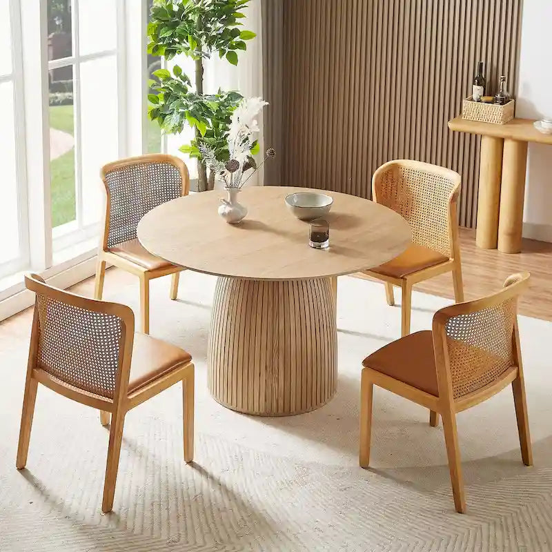 Round Dining Table Kitchen Table Small Space Dining Table MDF for 4-6 People - D 47.24 x H 49.63