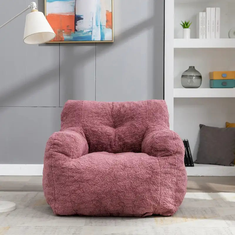 Faux Fur Fabric Bean Bag Chair, Floor Sofa For Living Room, Bedroom Lazy Sofa