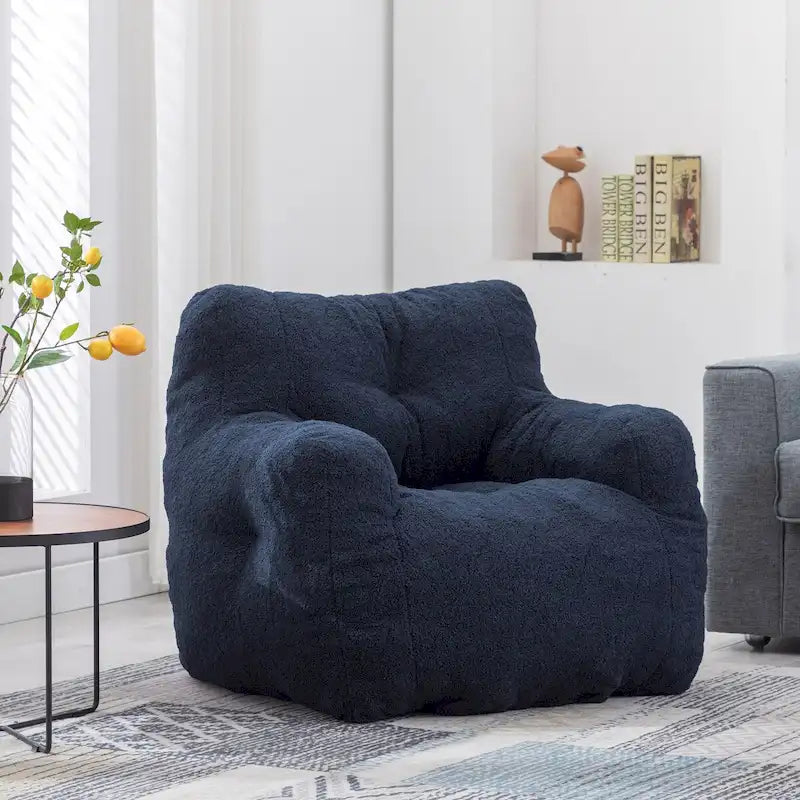 Faux Fur Fabric Bean Bag Chair, Floor Sofa For Living Room, Bedroom Lazy Sofa