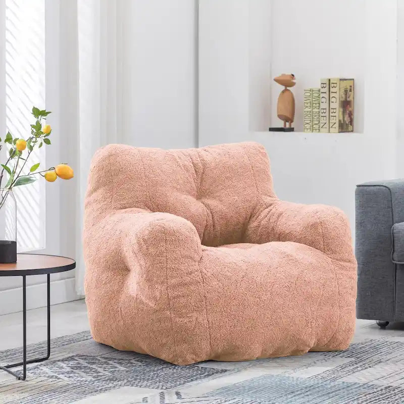 Faux Fur Fabric Bean Bag Chair, Floor Sofa For Living Room, Bedroom Lazy Sofa