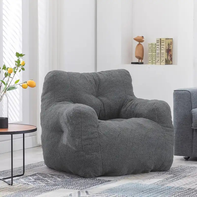 Faux Fur Fabric Bean Bag Chair, Floor Sofa For Living Room, Bedroom Lazy Sofa