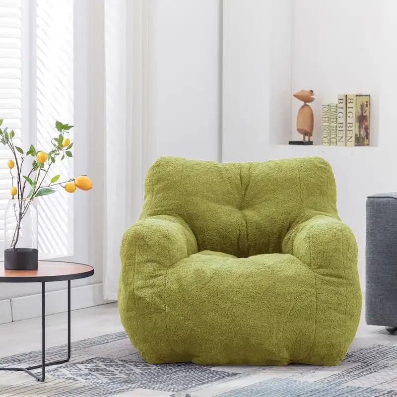 Faux Fur Fabric Bean Bag Chair, Floor Sofa For Living Room, Bedroom Lazy Sofa