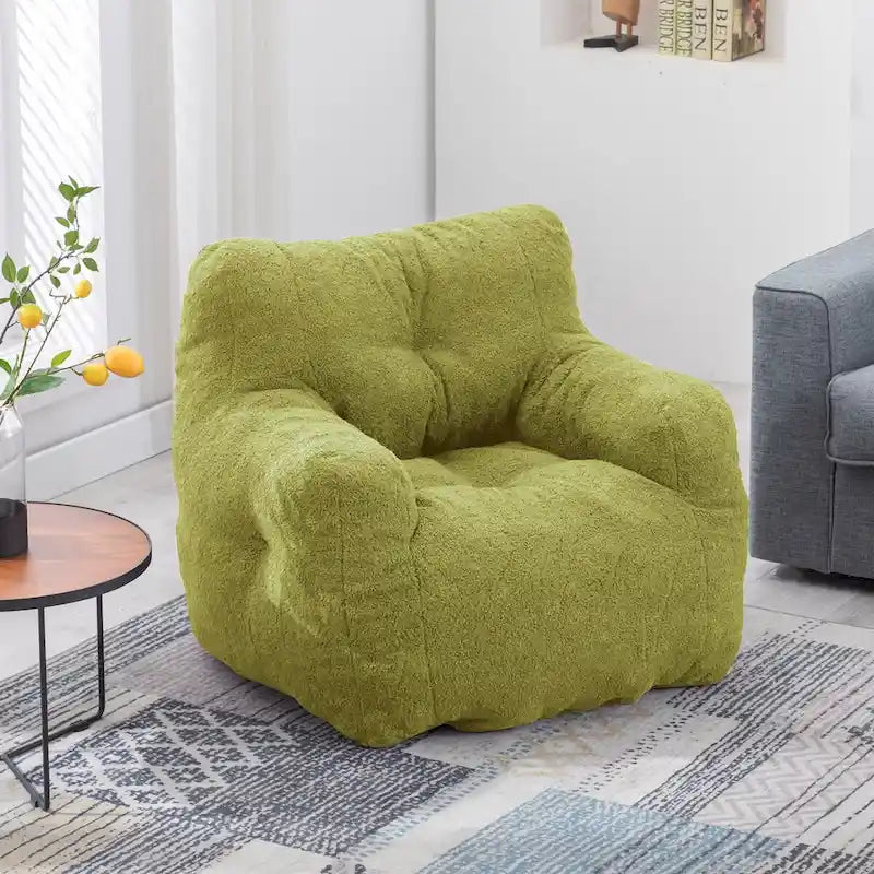 Faux Fur Fabric Bean Bag Chair, Floor Sofa For Living Room, Bedroom Lazy Sofa