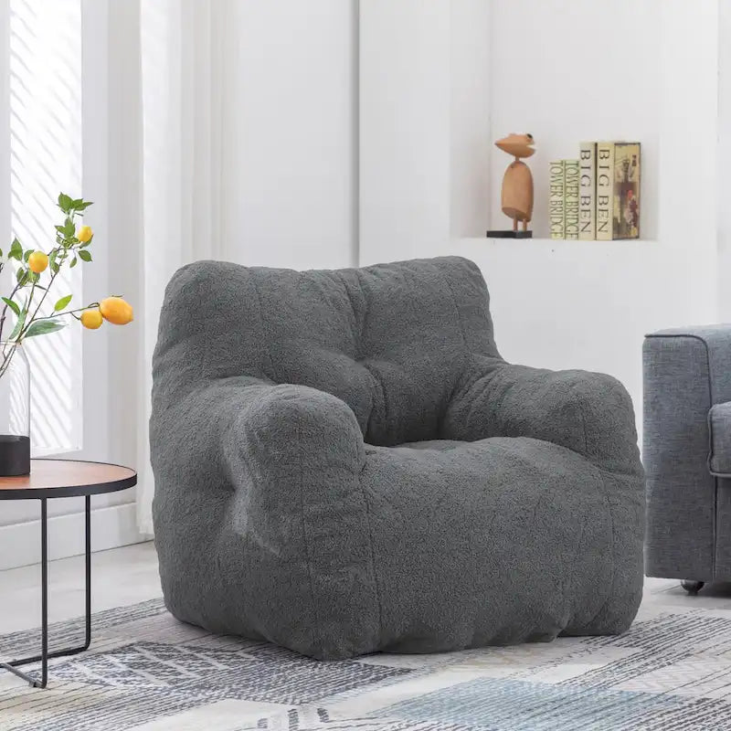 Faux Fur Fabric Bean Bag Chair, Floor Sofa For Living Room, Bedroom Lazy Sofa