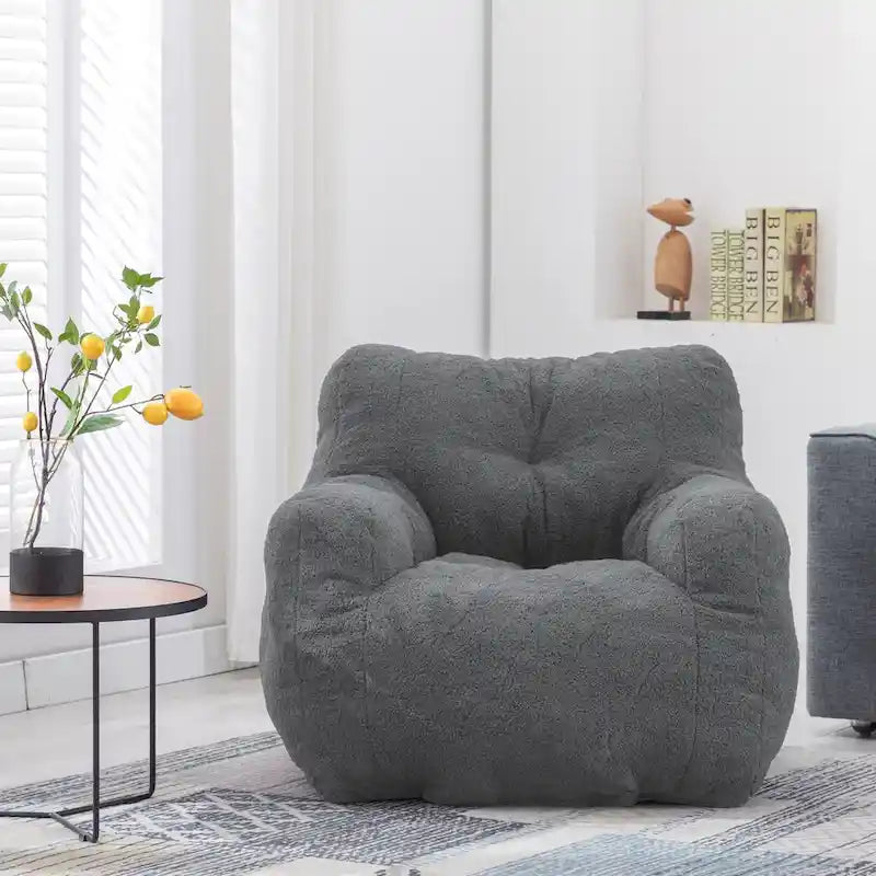 Faux Fur Fabric Bean Bag Chair, Floor Sofa For Living Room, Bedroom Lazy Sofa