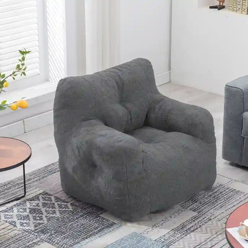 Faux Fur Fabric Bean Bag Chair, Floor Sofa For Living Room, Bedroom Lazy Sofa