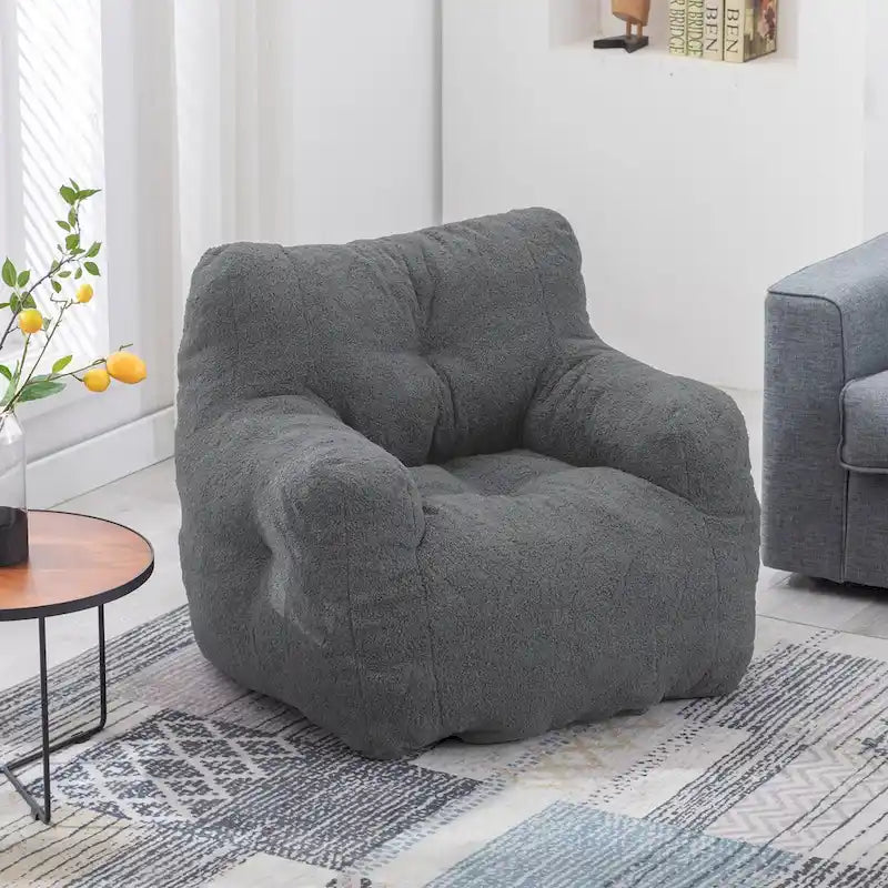 Faux Fur Fabric Bean Bag Chair, Floor Sofa For Living Room, Bedroom Lazy Sofa