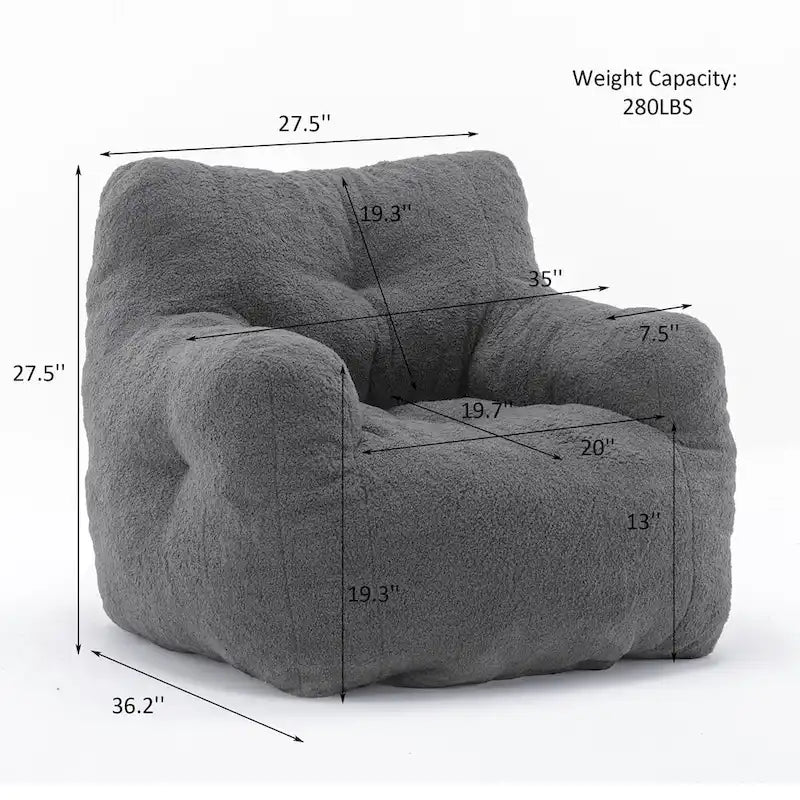Faux Fur Fabric Bean Bag Chair, Floor Sofa For Living Room, Bedroom Lazy Sofa
