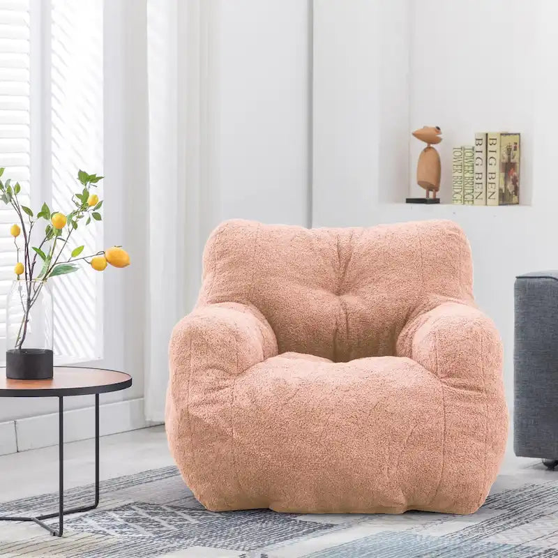 Faux Fur Fabric Bean Bag Chair, Floor Sofa For Living Room, Bedroom Lazy Sofa