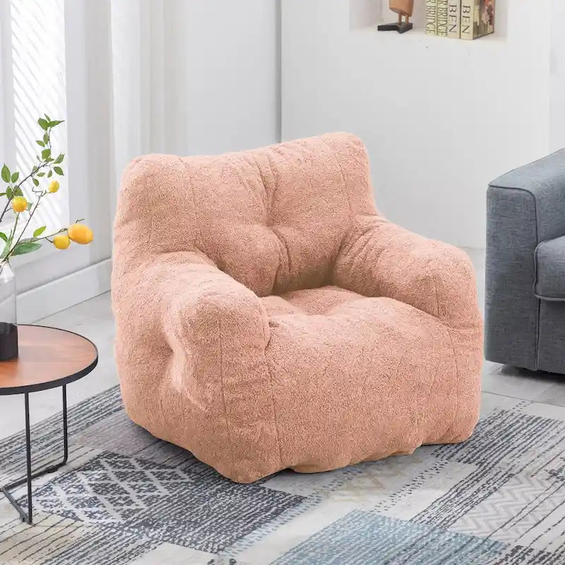 Faux Fur Fabric Bean Bag Chair, Floor Sofa For Living Room, Bedroom Lazy Sofa