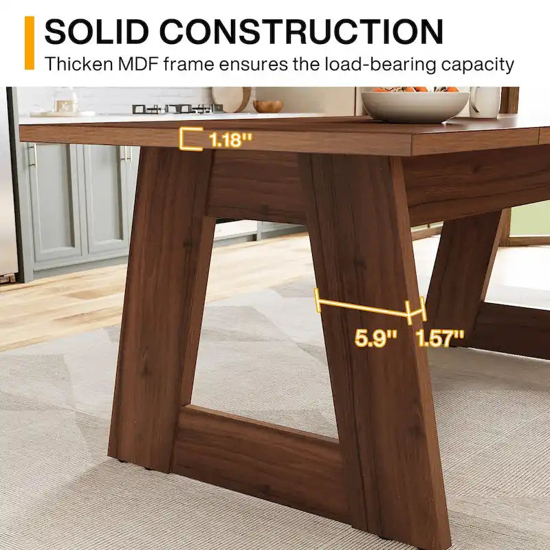 63-Inch Rectangular Dining Table Kitchen Table for Dining Room - Brown