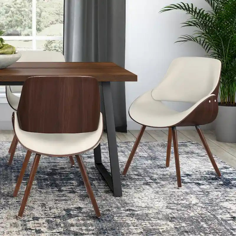 Bentwood Dining Chair in Cream Faux Leather - 22.8 D x 20.9 W x 30.9H