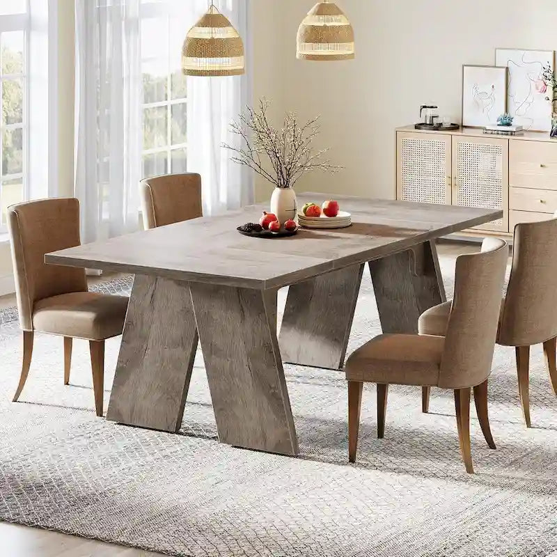71 Large Farmhouse Dinning Table, Rectangular Dining Table for 6