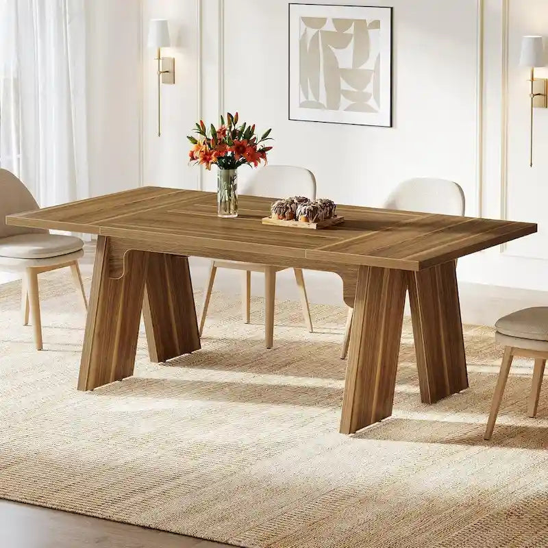 71 Large Farmhouse Dinning Table, Rectangular Dining Table for 6