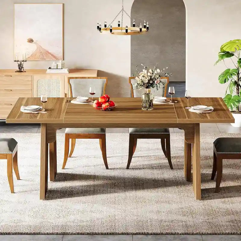 71 Large Farmhouse Dinning Table, Rectangular Dining Table for 6