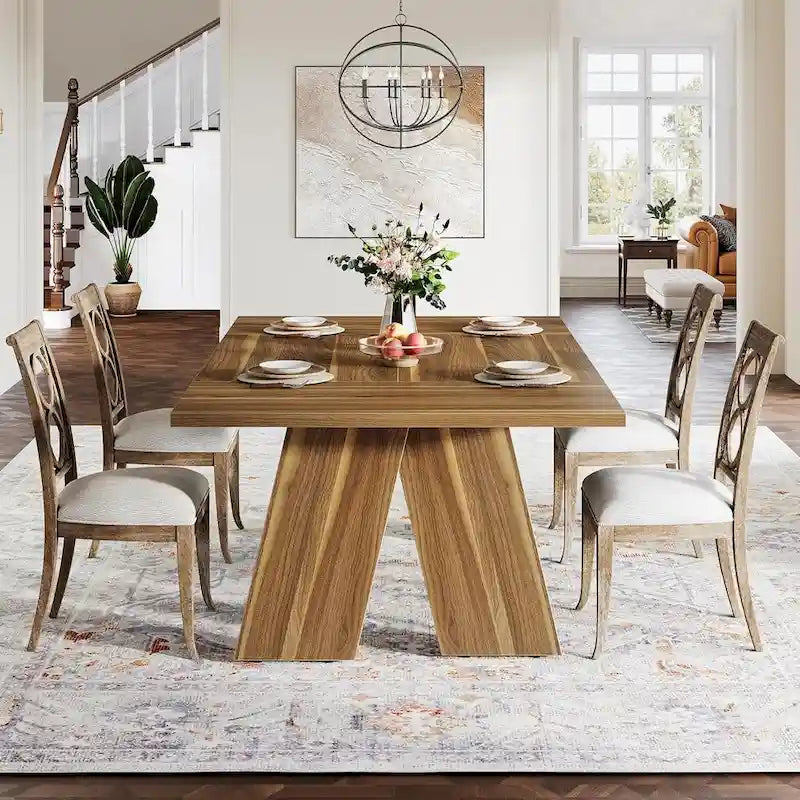 71 Large Farmhouse Dinning Table, Rectangular Dining Table for 6