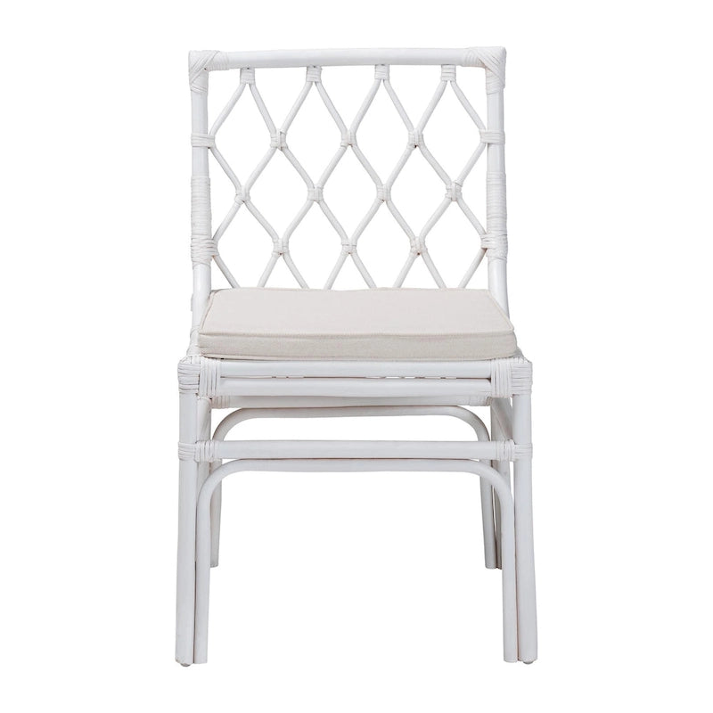 Bohemian White Rattan Dining Chair