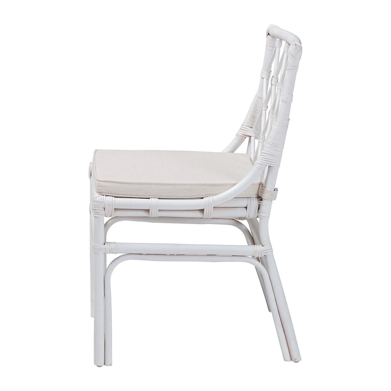 Bohemian White Rattan Dining Chair