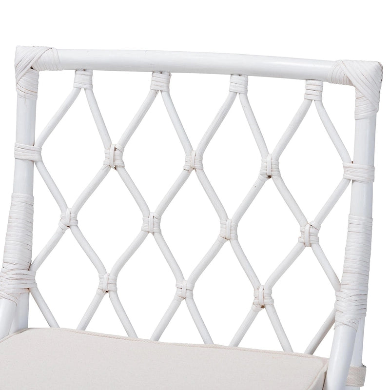 Bohemian White Rattan Dining Chair
