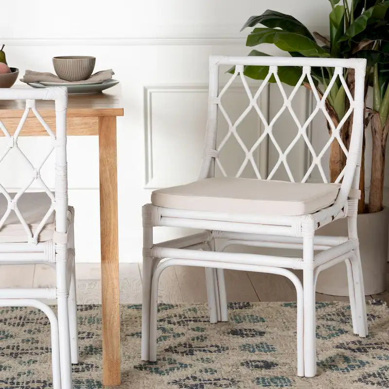 Bohemian White Rattan Dining Chair