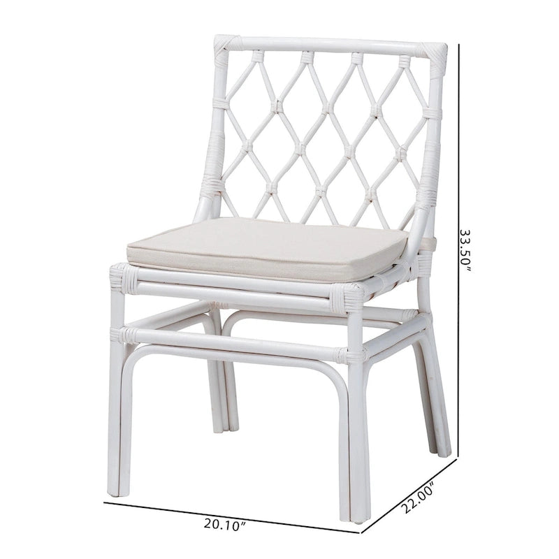 Bohemian White Rattan Dining Chair