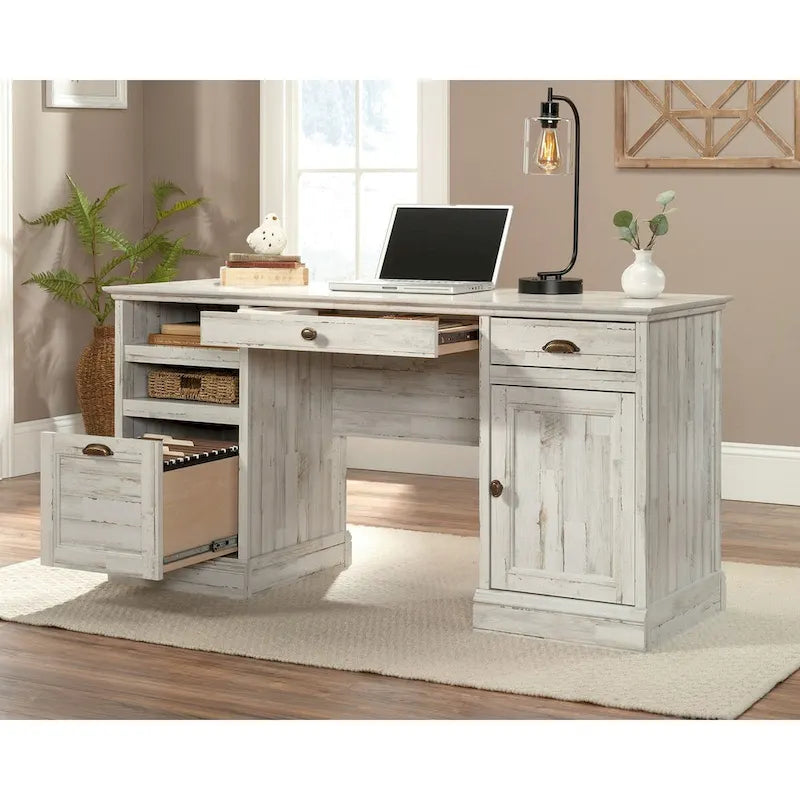 Executive Desk with Spacious Top, Drawers and Adjustable Shelving for Home Office