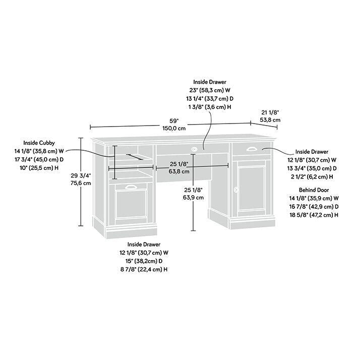 Executive Desk with Spacious Top, Drawers and Adjustable Shelving for Home Office