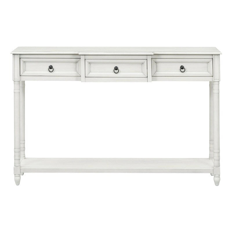 Console Table Sofa Table with Drawers for Entryway with Projecting Drawers and Long Shelf