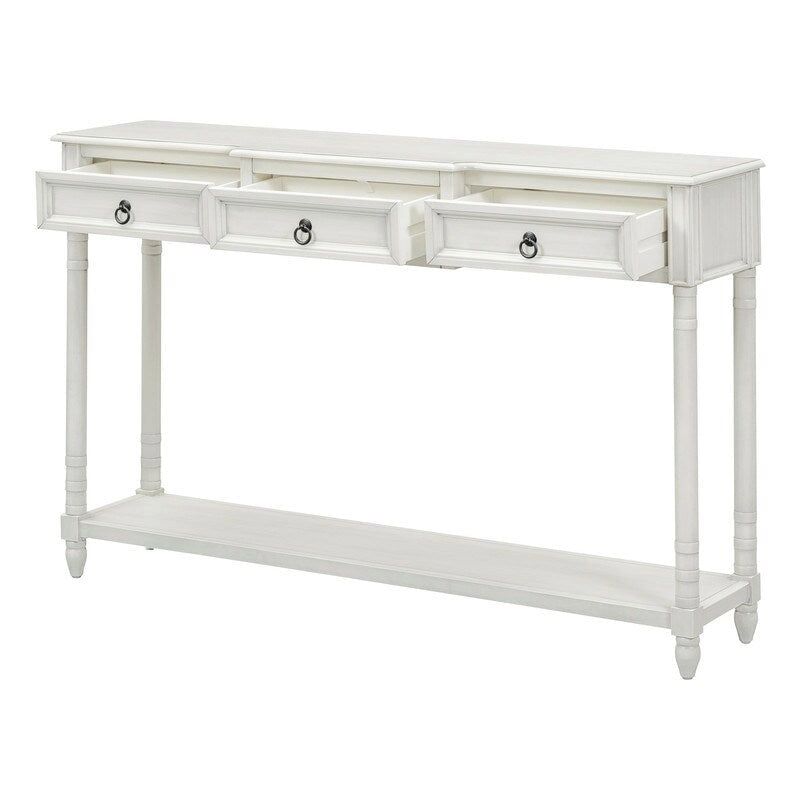 Console Table Sofa Table with Drawers for Entryway with Projecting Drawers and Long Shelf