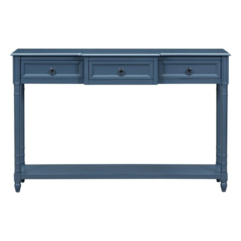 Console Table Sofa Table with Drawers for Entryway with Projecting Drawers and Long Shelf