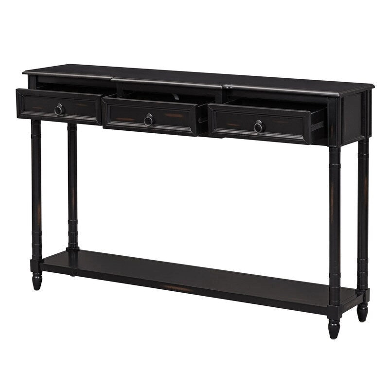 Console Table Sofa Table with Drawers for Entryway with Projecting Drawers and Long Shelf