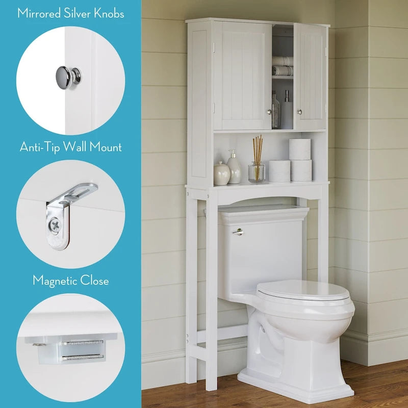 Over the Toilet Bathroom Spacesaver Wall Medicine Storage Cabinet with Adjustable Shelf