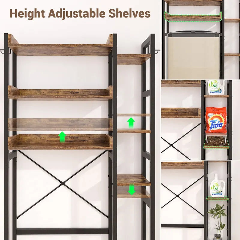 31 W Over the Toilet Storage Shelf with 2 Drawers and 4 Hooks for Restroom and Laundry