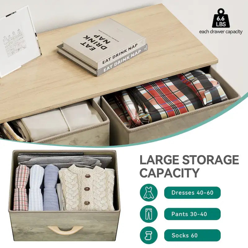 Modern Wide Dresser Storage Tower with 5 Drawers