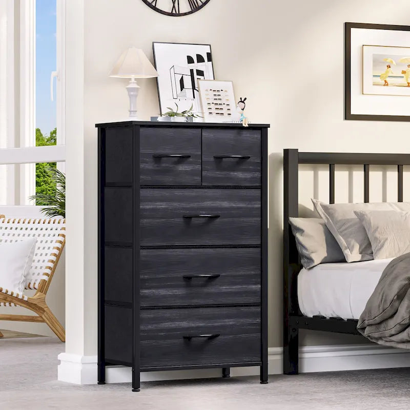 Modern Wide Dresser Storage Tower with 5 Drawers