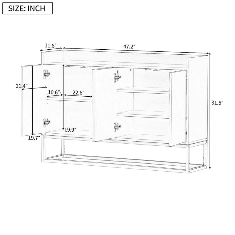 47.2 Modern 4 Door Buffet with Metal Base