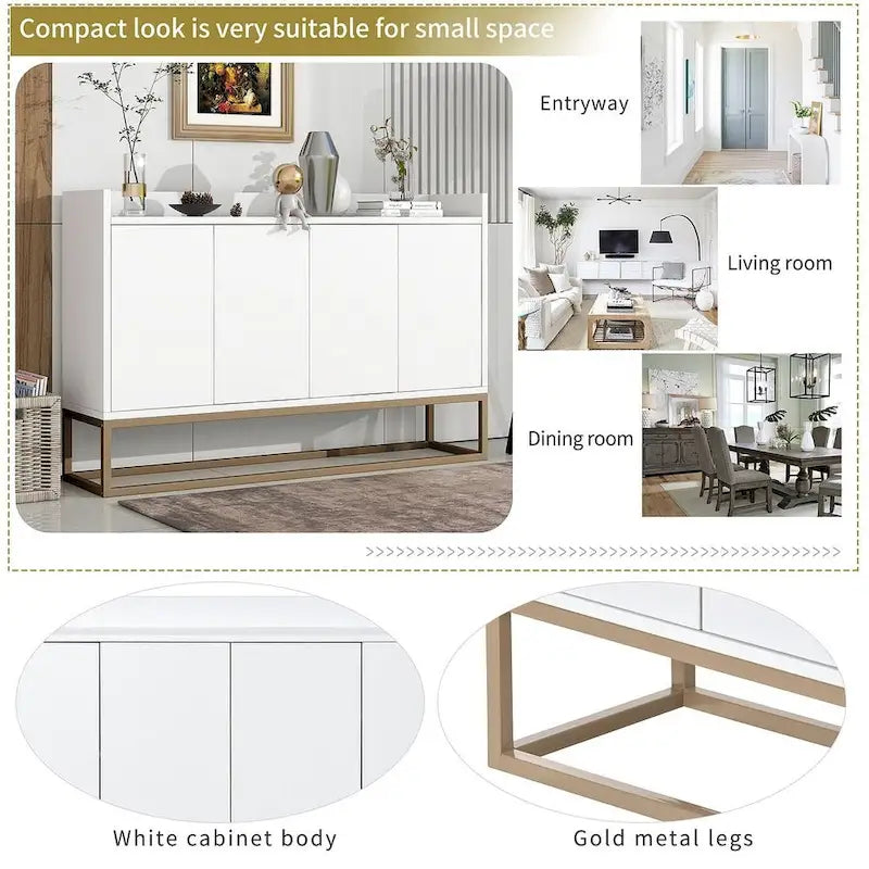 47.2 Modern 4 Door Buffet with Metal Base