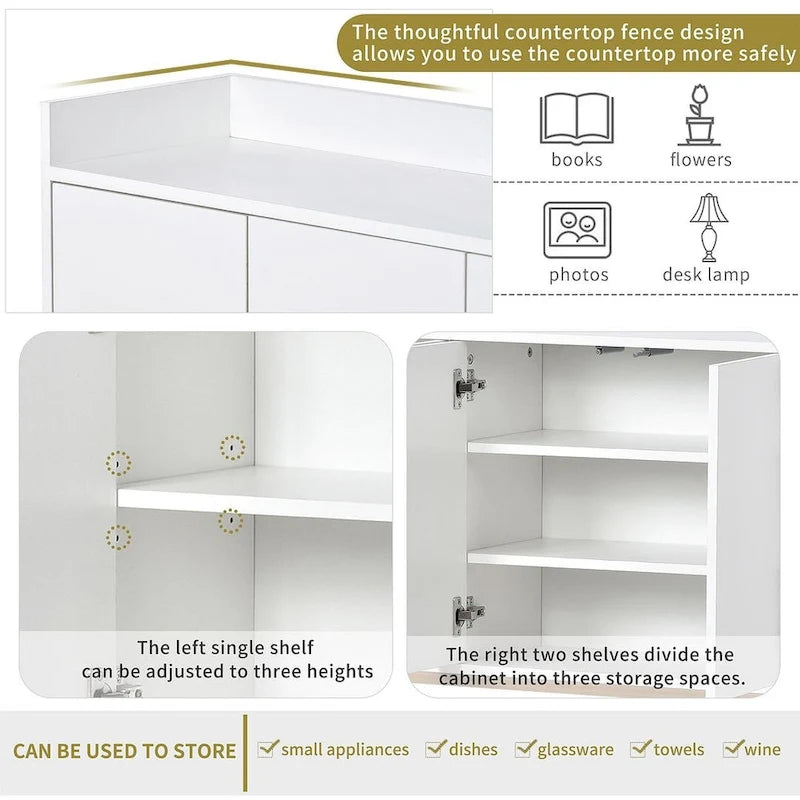 47.2 Modern 4 Door Buffet with Metal Base