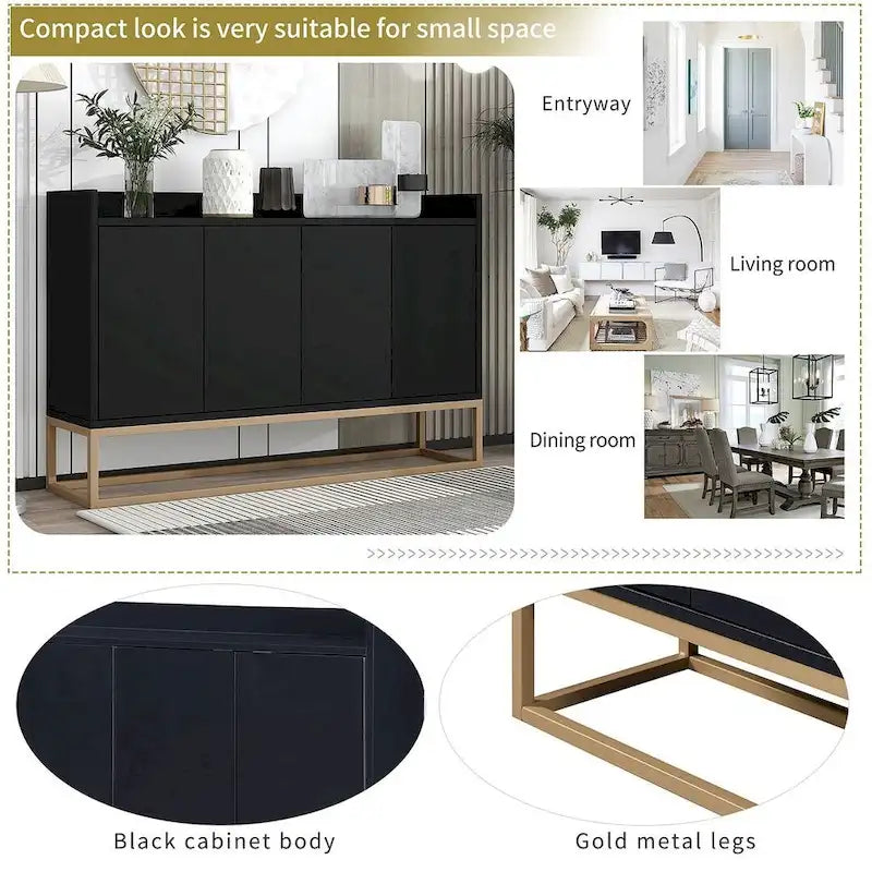 47.2 Modern 4 Door Buffet with Metal Base