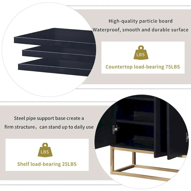 47.2 Modern 4 Door Buffet with Metal Base